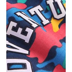 Pine Kids Cotton Knit Full Raglan Sleeves Text Printed T-Shirt & Jogger Set - Navy Blue