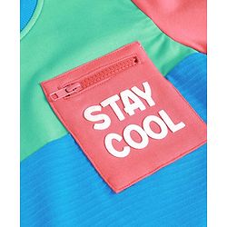 Pine Kids Cotton Knit Full Sleeves Cut & Sew Sweatshirt & Joggers Set with Text Print - Blue & Green