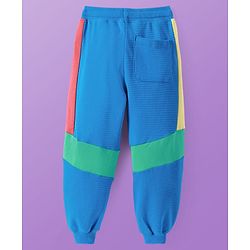 Pine Kids Cotton Knit Full Sleeves Cut & Sew Sweatshirt & Joggers Set with Text Print - Blue & Green