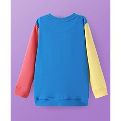 Pine Kids Cotton Knit Full Sleeves Cut & Sew Sweatshirt & Joggers Set with Text Print - Blue & Green