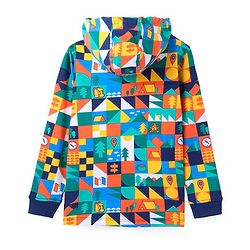 Pine Kids Cotton Knit Full Sleeves Hooded Sweatshirt & Joggers Set with Abstract Print & Kangaroo Pockets -  Navy Blue