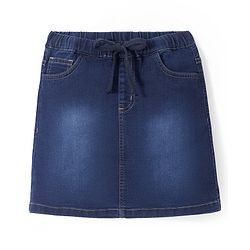 Pine Kids Above Knee Length Denim Washed Skirt - Navy Blue