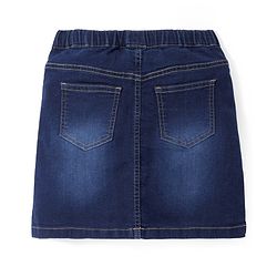 Pine Kids Above Knee Length Denim Washed Skirt - Navy Blue