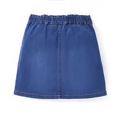 Pine Kids Cotton Woven Above Knee Length Denim Washed Skirt Solid Colour - Navy Blue