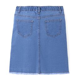 Pine Kids Cotton Woven Knee Length Denim Washed Skirt Solid Colour - Navy Blue