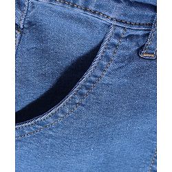 Pine Kids Cotton Woven Knee Length Denim Washed Skirt Solid Colour - Navy Blue