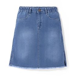 Pine Kids Knee Length Denim Washed Skirt - Navy Blue