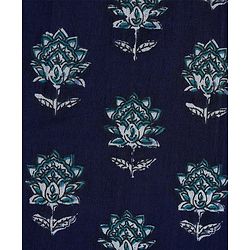 Pine Kids Cotton Woven Full Sleeves Kurta with Floral Print - Navy Blue