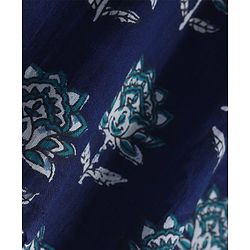 Pine Kids Cotton Woven Full Sleeves Kurta with Floral Print - Navy Blue