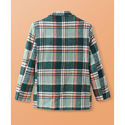 Pine Kids Knit Full Sleeves Checkered Blazer - Green & White