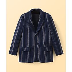 Pine Kids Knit Text Printed T-Shirt & Jeans with Full Sleeves Blazer - Navy Blue & White