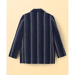 Pine Kids Knit Text Printed T-Shirt & Jeans with Full Sleeves Blazer - Navy Blue & White
