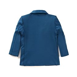 Pine Kids Knit Full Sleeves Solid Colour 3 Piece Party Suit With Bow - Teal Blue