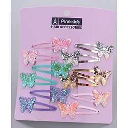 Pine Kids Butterfly Snap Clips Set of 12 - Multicolor