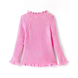 Pine Kids Knit Raglan Full Sleeves Solid Color Sweater - Pink