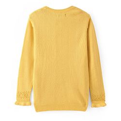 Pine Kids Knitted Full Sleeves Pullover Sweater with Cable Knit Design - Yellow