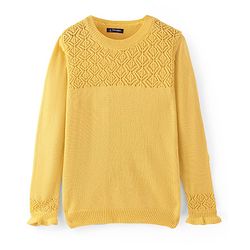 Pine Kids Knitted Full Sleeves Pullover Sweater with Cable Knit Design - Yellow