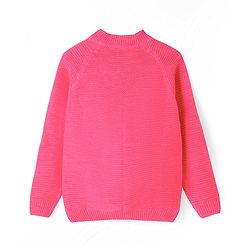 Pine Kids Knitted Full Sleeves Pullover With Cable Knit Design - Dark Pink