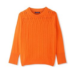Pine Kids Full Sleeves Solid Pull Over Sweater  - Orange