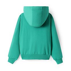 Pine Kids Cotton Knit Full Sleeves Hooded Sweatshirt & Pant Set with Text Print - Mint Green
