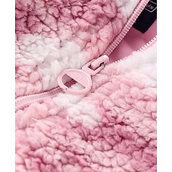 Pine Kids Woven Full Sleeves Hooded Fur Sweatjacket with Kangaroo Pockets Camouflage Print - Pink