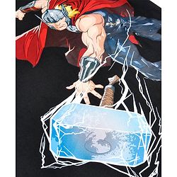 Pine Kids Marvel Cotton Knit Half Sleeves T-Shirt with Thor Print - Black & Red
