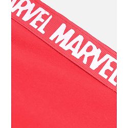 Pine Kids Marvel Cotton Terry Knit Full Length Lounge Pants With Text Puff Print and Tape Detailing - Red