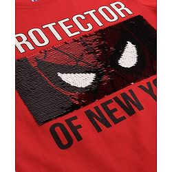 Pine Kids Marvel Cotton Knit Half Sleeves T-Shirt With Spiderman Graphics - Red