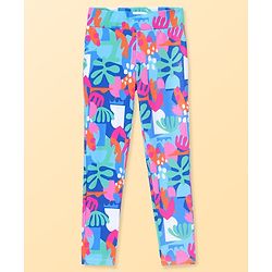 Pine Active Knit Full Length Super Stretch Leggings With Abstract Print - Multicolor