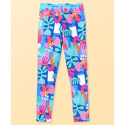 Pine Active Knit Full Length Super Stretch Leggings With Abstract Print - Multicolor