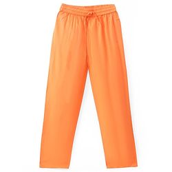 Pine Kids Woven Full Sleeves Solid Colour Kurta Pyjama Set with Floral Print Jacket - Orange