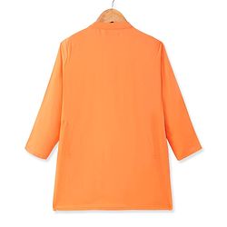 Pine Kids Woven Full Sleeves Solid Colour Kurta Pyjama Set with Floral Print Jacket - Orange