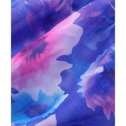 Pine Kids Woven Full Puff Sleeves  Lehenga Choli Set with Pleated Design & Floral Print - Blue