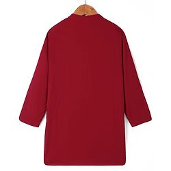 Pine Kids Woven Full Sleeves Solid Color Kurta Pajama Set With Floral Printed Jacket  - Dark Red