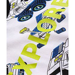 Pine Kids Single Jersey Knit Half Sleeves Night Suit Car Print - White & Navy