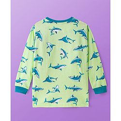 Pine Kids Single Jersey Knit Full Sleeves Night Suit with Whale Print - Light Green