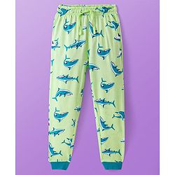 Pine Kids Single Jersey Knit Full Sleeves Night Suit with Whale Print - Light Green