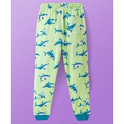 Pine Kids Single Jersey Knit Full Sleeves Night Suit with Whale Print - Light Green