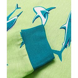 Pine Kids Single Jersey Knit Full Sleeves Night Suit with Whale Print - Light Green