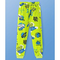 Pine Kids Single Jersey Knit Half Sleeves Night Suit Text Print -Neon Green