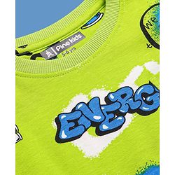Pine Kids Single Jersey Knit Half Sleeves Night Suit Text Print -Neon Green