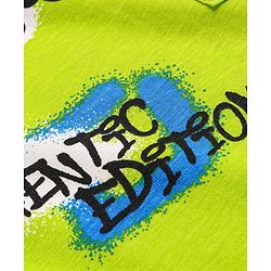 Pine Kids Single Jersey Knit Half Sleeves Night Suit Text Print -Neon Green