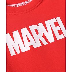 Pine Kids Marvel Terry Knit Half Sleeves Oversized Light Weight T-Shirt With Marvel Graphics - Red