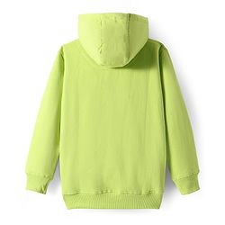 Pine Kids Cotton Knit Full Sleeves Text Printed Hooded Sweatshirt with Kangaroo Pockets - Light Green
