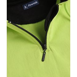 Pine Kids Cotton Knit Full Sleeves Text Printed Hooded Sweatshirt with Kangaroo Pockets - Light Green