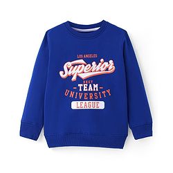 Pine Kids Cotton Knit Full Sleeves Sweatshirt With Text Print - Blue