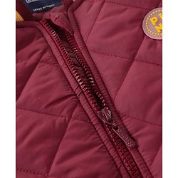 Pine Kids Cotton Knit Full Sleeves Bomber Jacket with Patch Detailing - Maroon & Yellow