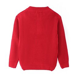 Pine Kids Knit Full Sleeves Pullover Solid Colour- Red