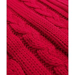 Pine Kids Knitted Full Sleeves Hooded Front Open Sweater with Cable Knit Design - Dark Red