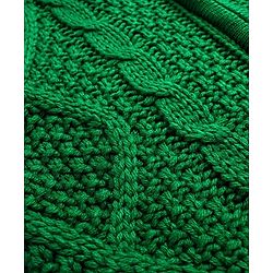 Pine Kids Knitted Full Sleeves Hooded Front Open Sweater with Cable Knit Design - Green